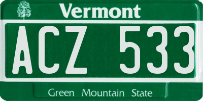 VT license plate ACZ533