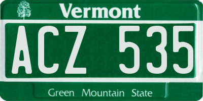 VT license plate ACZ535