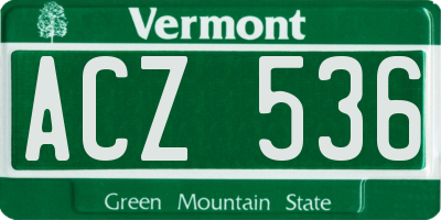 VT license plate ACZ536