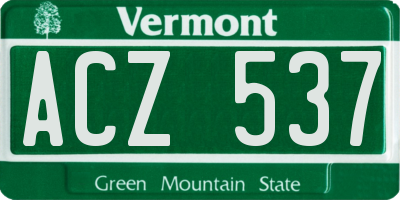 VT license plate ACZ537