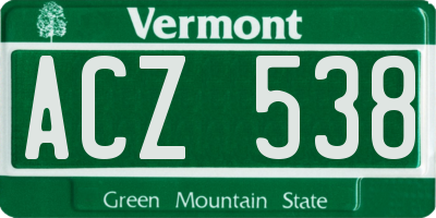 VT license plate ACZ538