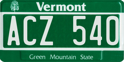 VT license plate ACZ540