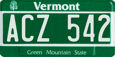 VT license plate ACZ542