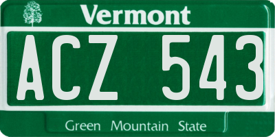 VT license plate ACZ543