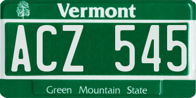 VT license plate ACZ545