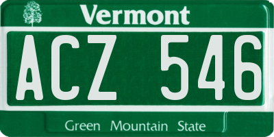 VT license plate ACZ546