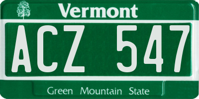 VT license plate ACZ547