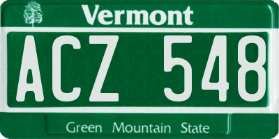 VT license plate ACZ548