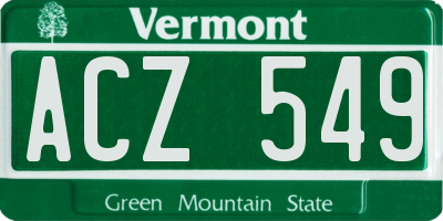 VT license plate ACZ549
