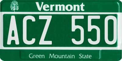 VT license plate ACZ550