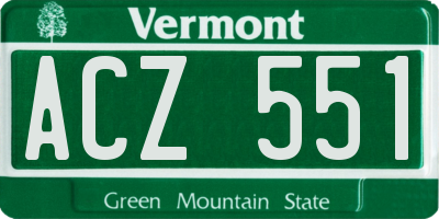 VT license plate ACZ551