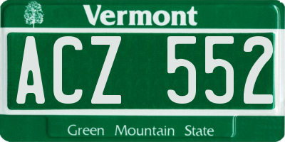 VT license plate ACZ552