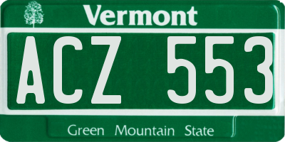 VT license plate ACZ553