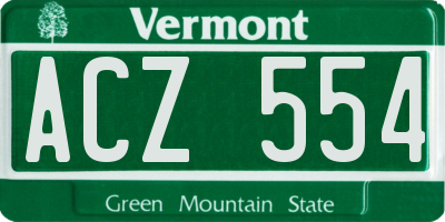 VT license plate ACZ554