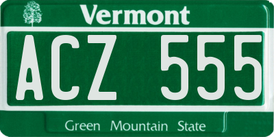 VT license plate ACZ555