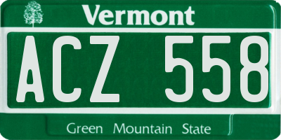 VT license plate ACZ558