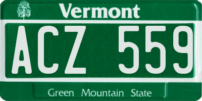 VT license plate ACZ559