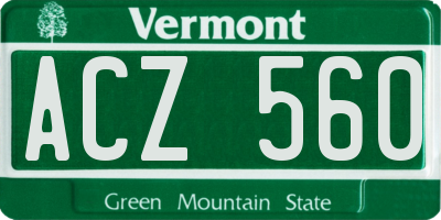 VT license plate ACZ560