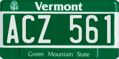 VT license plate ACZ561