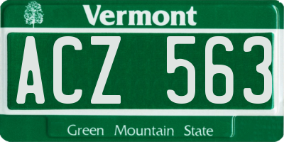 VT license plate ACZ563