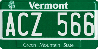 VT license plate ACZ566