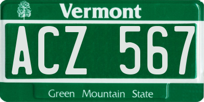 VT license plate ACZ567