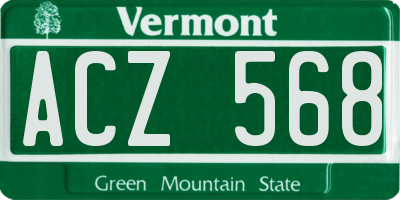 VT license plate ACZ568