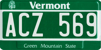 VT license plate ACZ569