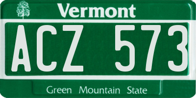 VT license plate ACZ573