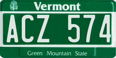 VT license plate ACZ574