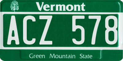 VT license plate ACZ578