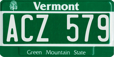 VT license plate ACZ579