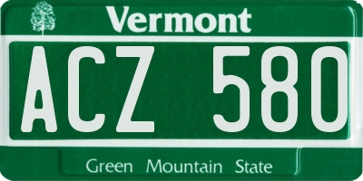 VT license plate ACZ580