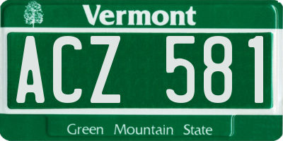 VT license plate ACZ581