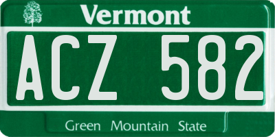 VT license plate ACZ582
