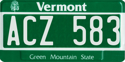 VT license plate ACZ583