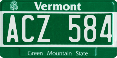 VT license plate ACZ584