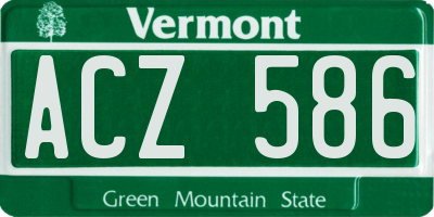 VT license plate ACZ586