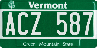 VT license plate ACZ587