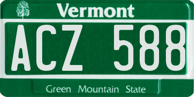 VT license plate ACZ588