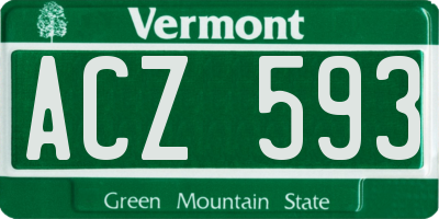 VT license plate ACZ593
