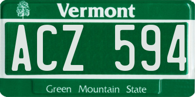 VT license plate ACZ594