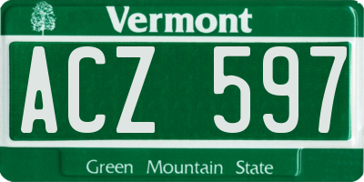 VT license plate ACZ597