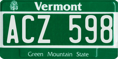 VT license plate ACZ598