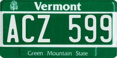 VT license plate ACZ599