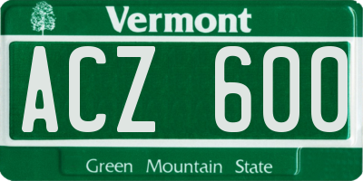 VT license plate ACZ600