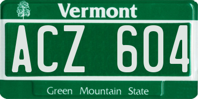 VT license plate ACZ604