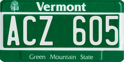 VT license plate ACZ605