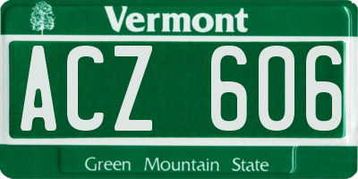 VT license plate ACZ606