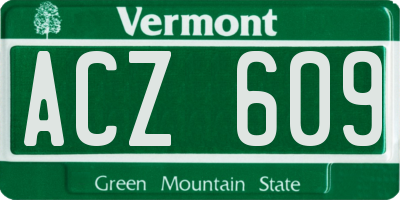 VT license plate ACZ609